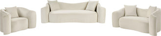 Meridian Furniture - Destin 91" Cream Velvet Upholstered Sofa - 44052Cream-S - GreatFurnitureDeal