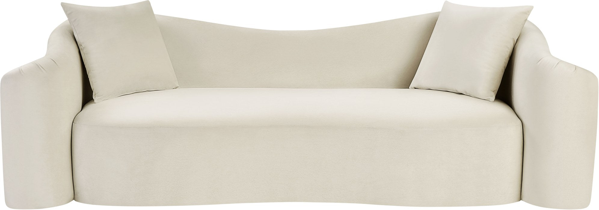Meridian Furniture - Destin 91" Cream Velvet Upholstered Sofa - 44052Cream-S - GreatFurnitureDeal