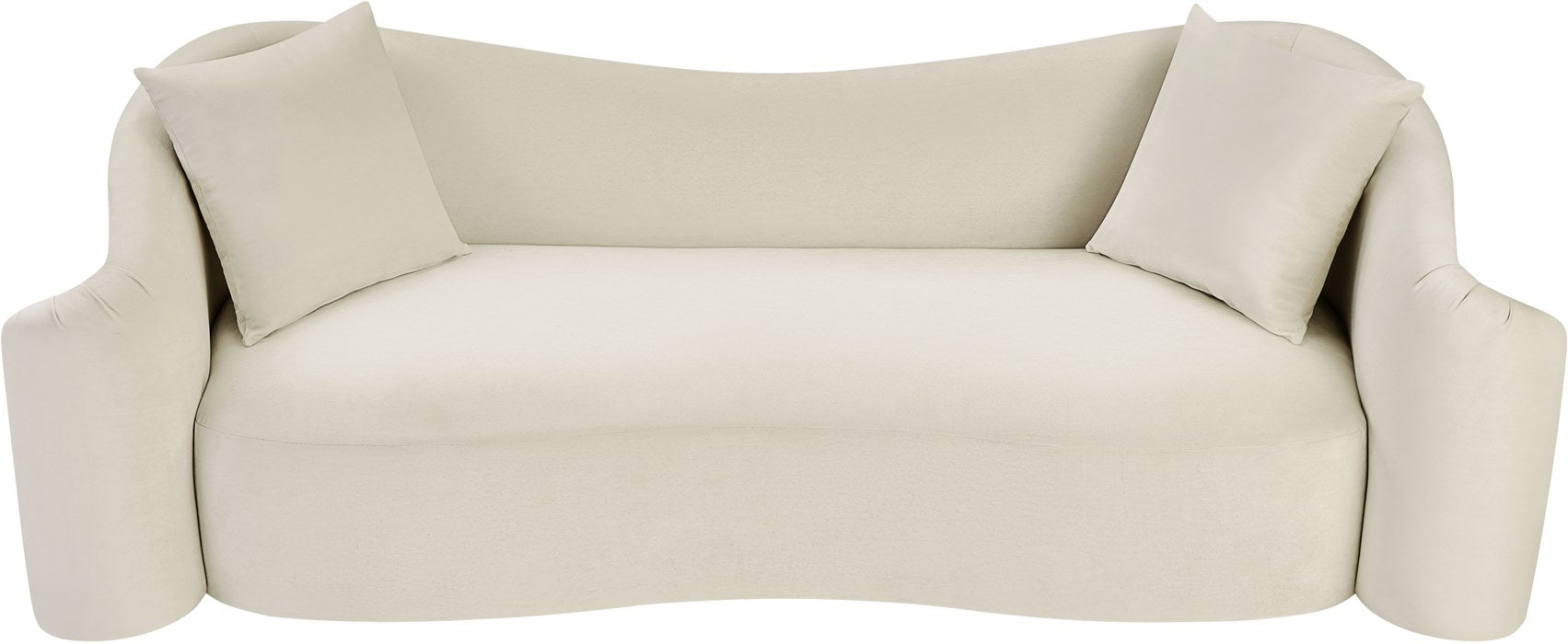Meridian Furniture - Destin 91" Cream Velvet Upholstered Sofa - 44052Cream-S - GreatFurnitureDeal