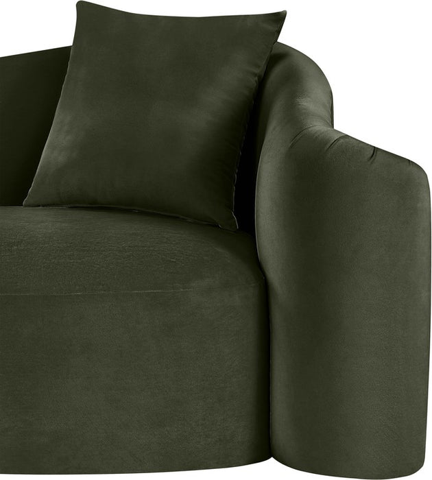 Meridian Furniture - Destin 70" Green Velvet Upholstered Loveseat - 44052Green-L - GreatFurnitureDeal