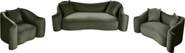 Meridian Furniture - Destin 70" Green Velvet Upholstered Loveseat - 44052Green-L - GreatFurnitureDeal