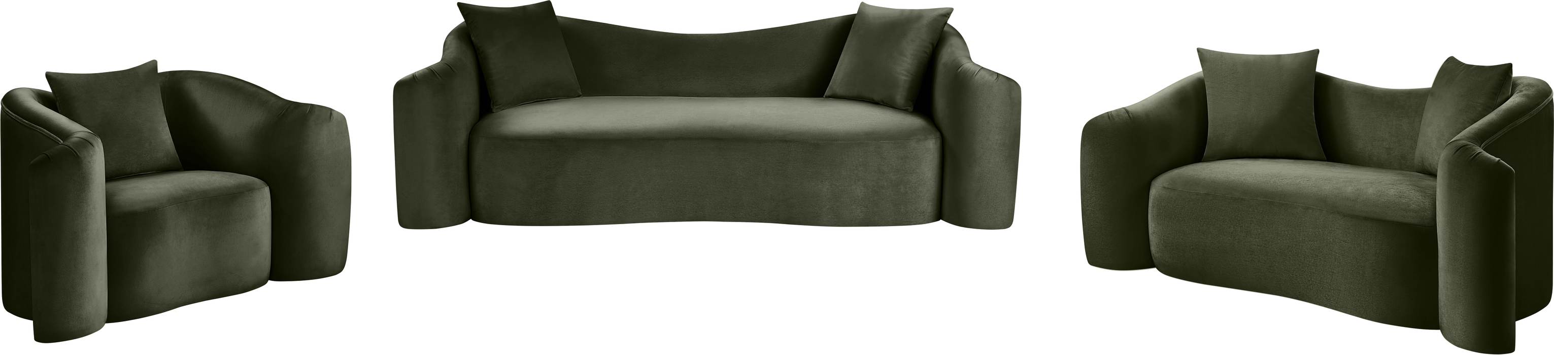 Meridian Furniture - Destin 70" Green Velvet Upholstered Loveseat - 44052Green-L - GreatFurnitureDeal