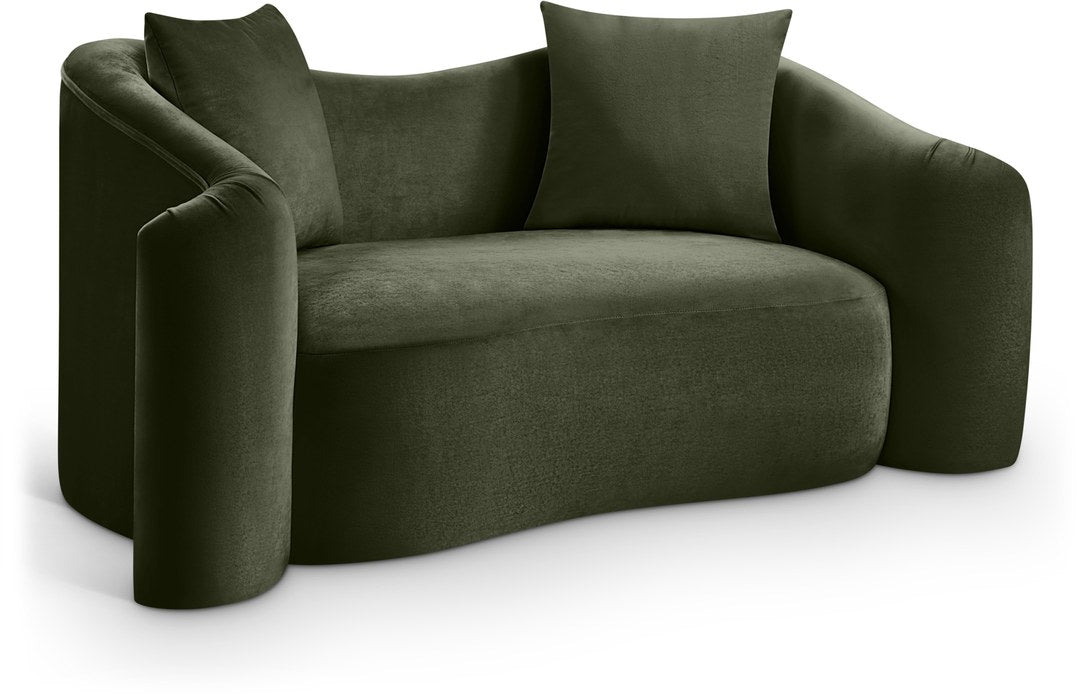 Meridian Furniture - Destin 70" Green Velvet Upholstered Loveseat - 44052Green-L - GreatFurnitureDeal