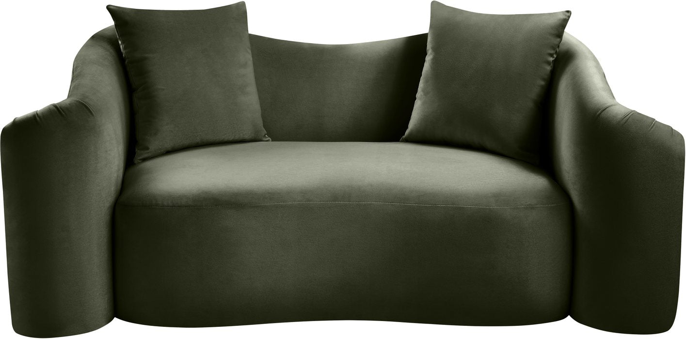 Meridian Furniture - Destin 70" Green Velvet Upholstered Loveseat - 44052Green-L - GreatFurnitureDeal