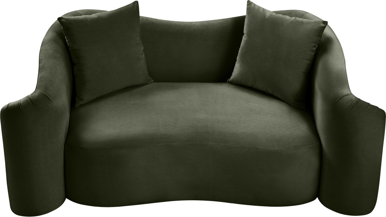 Meridian Furniture - Destin 70" Green Velvet Upholstered Loveseat - 44052Green-L - GreatFurnitureDeal