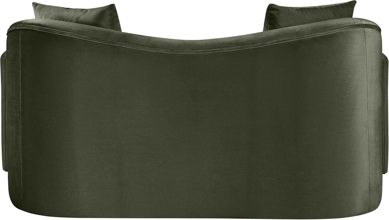 Meridian Furniture - Destin 70" Green Velvet Upholstered Loveseat - 44052Green-L - GreatFurnitureDeal