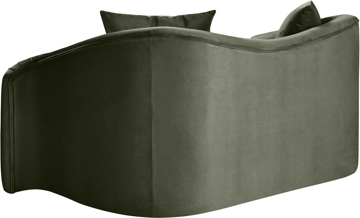 Meridian Furniture - Destin 70" Green Velvet Upholstered Loveseat - 44052Green-L - GreatFurnitureDeal
