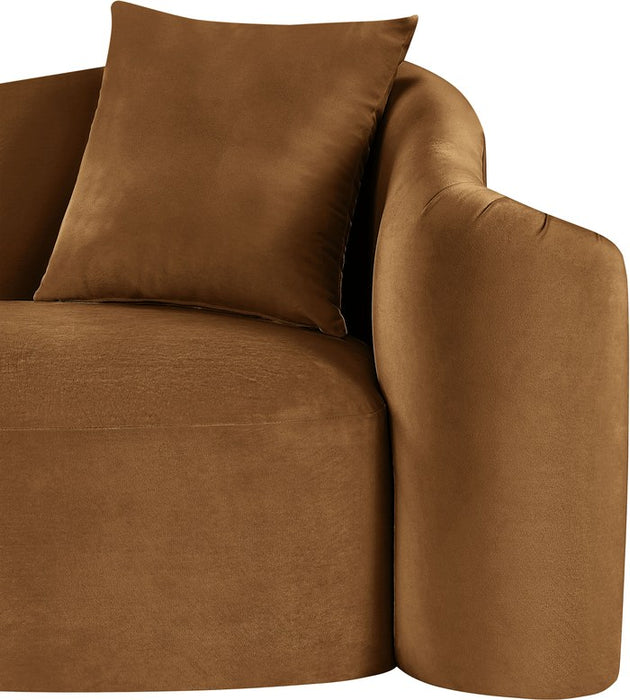 Meridian Furniture - Destin 70" Saddle Velvet Upholstered Loveseat - 44052Saddle-L - GreatFurnitureDeal