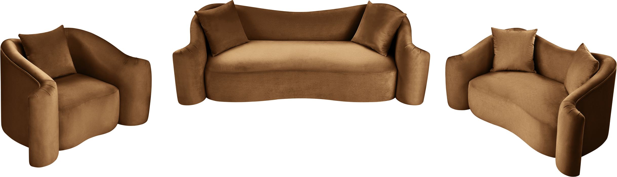 Meridian Furniture - Destin 70" Saddle Velvet Upholstered Loveseat - 44052Saddle-L - GreatFurnitureDeal