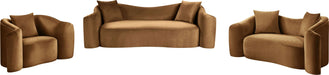 Meridian Furniture - Destin 70" Saddle Velvet Upholstered Loveseat - 44052Saddle-L - GreatFurnitureDeal