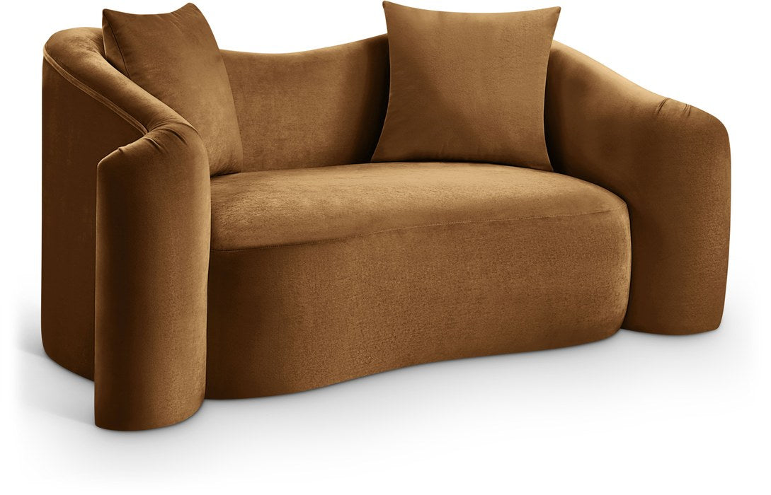 Meridian Furniture - Destin 70" Saddle Velvet Upholstered Loveseat - 44052Saddle-L - GreatFurnitureDeal