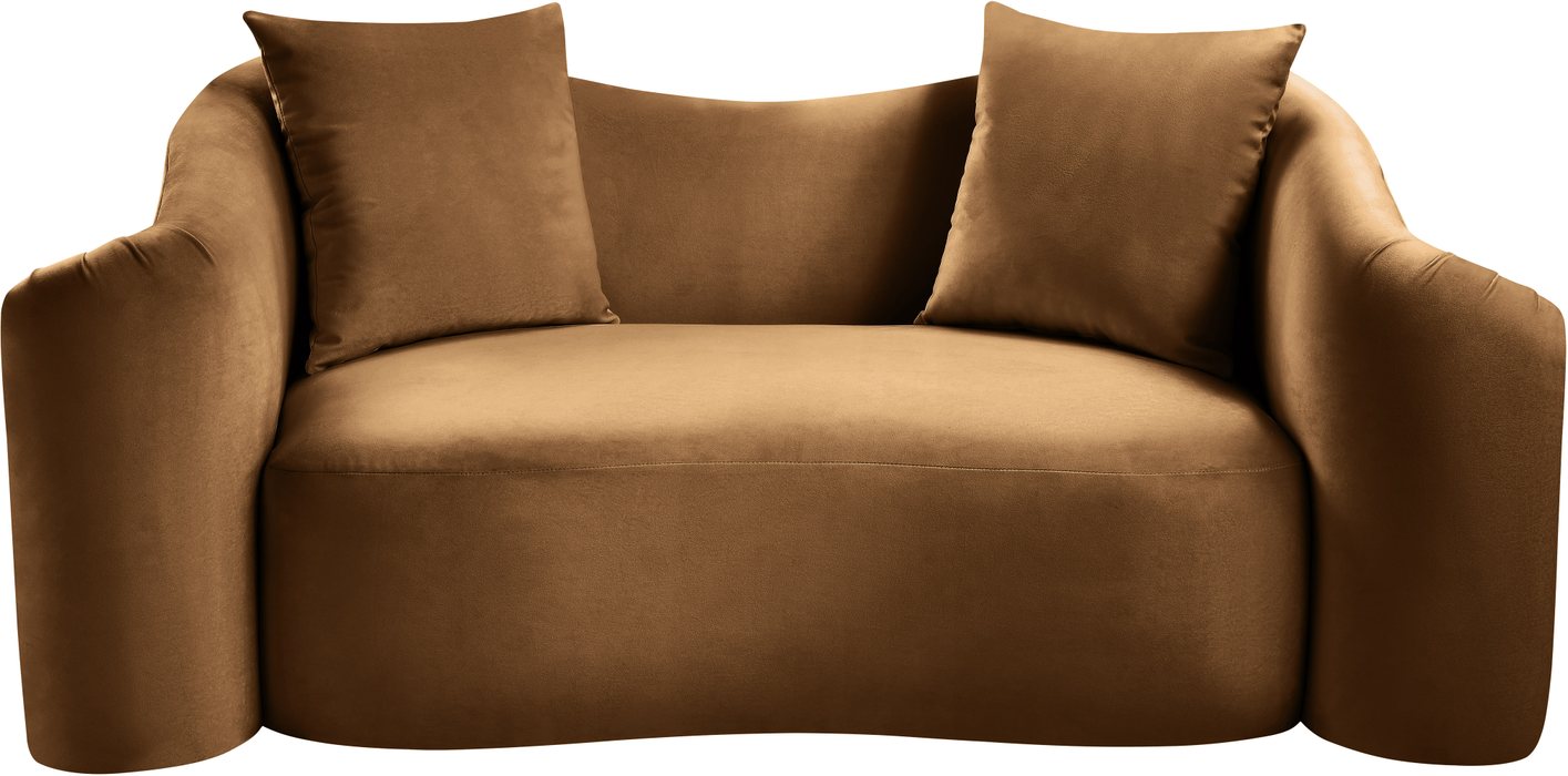 Meridian Furniture - Destin 70" Saddle Velvet Upholstered Loveseat - 44052Saddle-L - GreatFurnitureDeal
