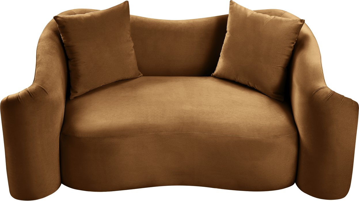 Meridian Furniture - Destin 70" Saddle Velvet Upholstered Loveseat - 44052Saddle-L - GreatFurnitureDeal