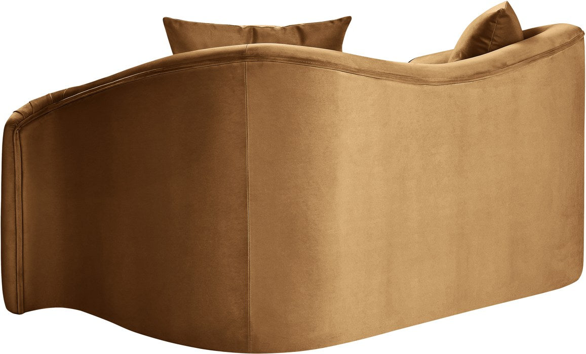 Meridian Furniture - Destin 70" Saddle Velvet Upholstered Loveseat - 44052Saddle-L - GreatFurnitureDeal