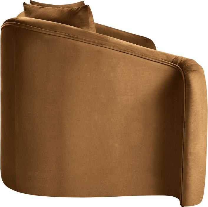Meridian Furniture - Destin 70" Saddle Velvet Upholstered Loveseat - 44052Saddle-L - GreatFurnitureDeal
