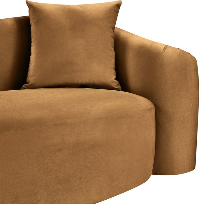 Meridian Furniture - Destin 70" Saddle Velvet Upholstered Loveseat - 44052Saddle-L - GreatFurnitureDeal