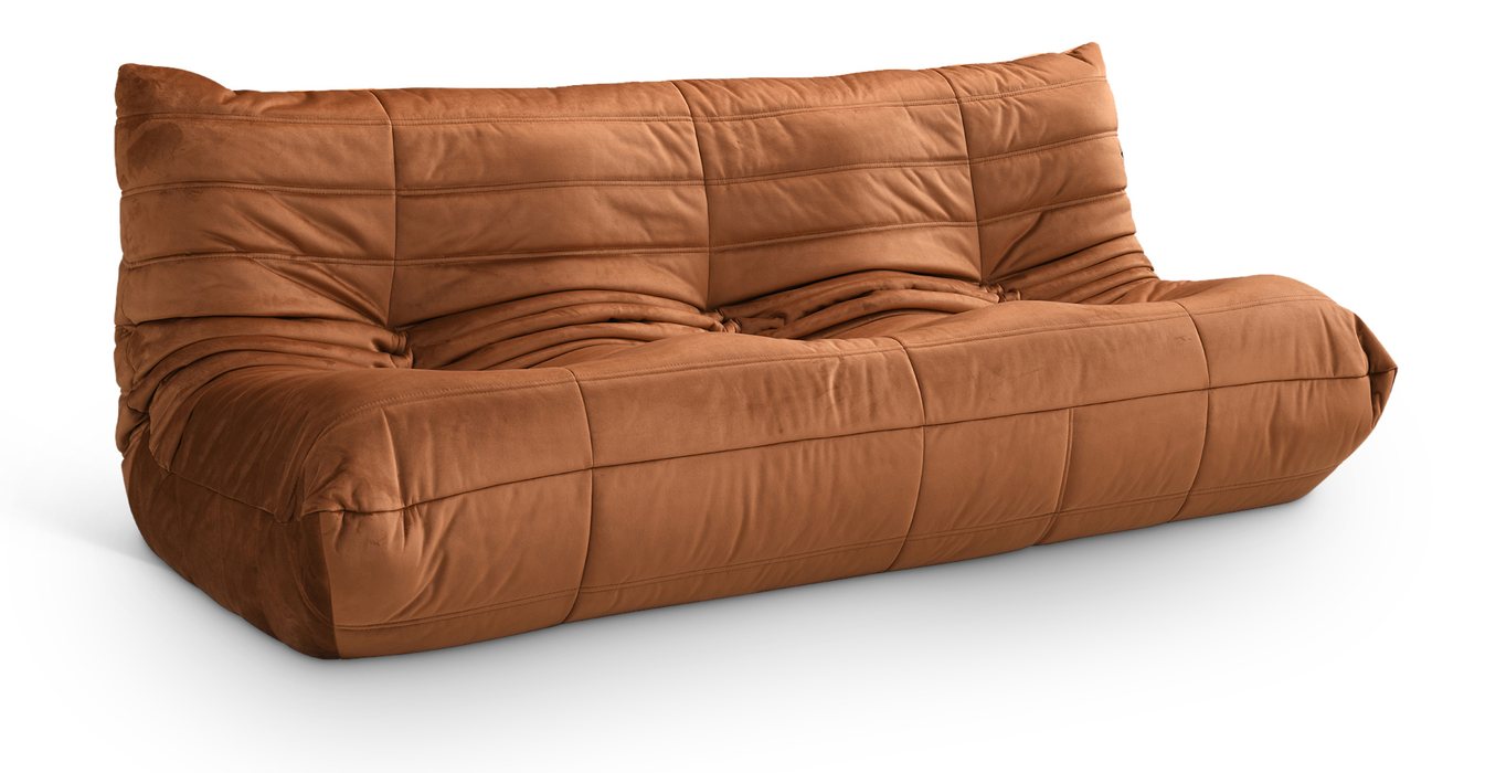 Meridian Furniture - Relax 77.75" Cognac Velvet Upholstered Sofa - 44064Cognac-S - GreatFurnitureDeal