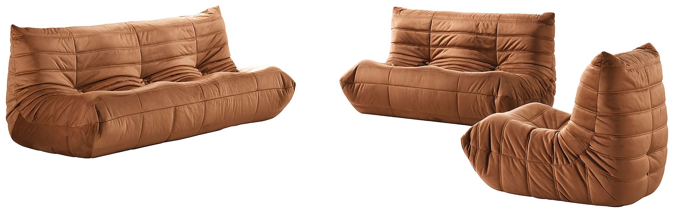 Meridian Furniture - Relax 77.75" Cognac Velvet Upholstered Sofa - 44064Cognac-S - GreatFurnitureDeal