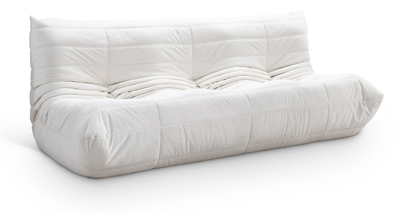 Meridian Furniture - Relax 77.75" Cream Velvet Upholstered Sofa - 44064Cream-S - GreatFurnitureDeal