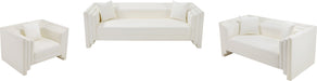 Meridian Furniture - Everett 67" Cream Vegan Leather Upholstered Loveseat - 44067Cream-L - GreatFurnitureDeal