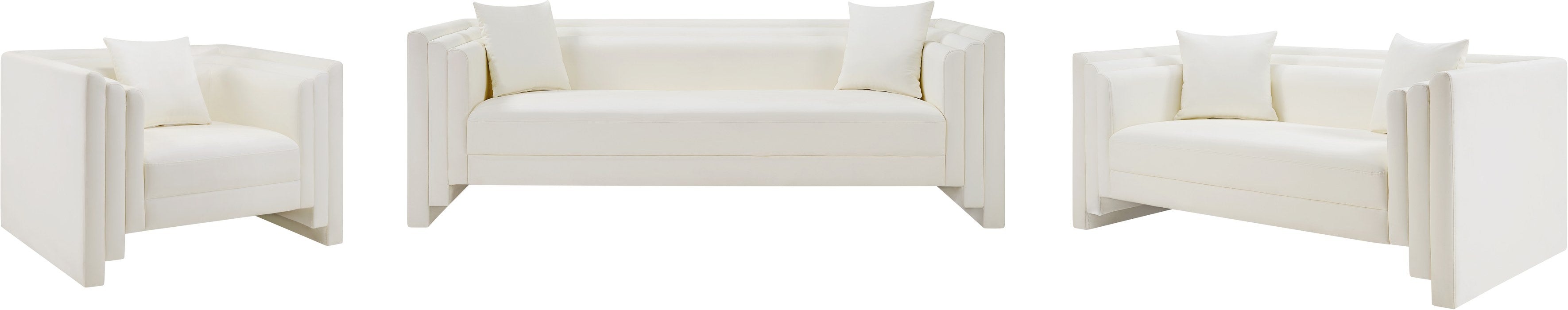 Meridian Furniture - Everett 67" Cream Vegan Leather Upholstered Loveseat - 44067Cream-L - GreatFurnitureDeal