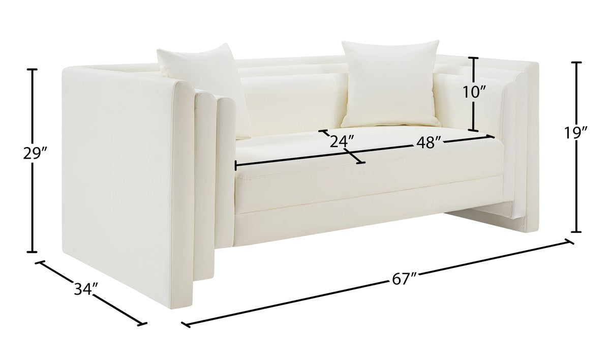 Meridian Furniture - Everett 67" Cream Vegan Leather Upholstered Loveseat - 44067Cream-L - GreatFurnitureDeal
