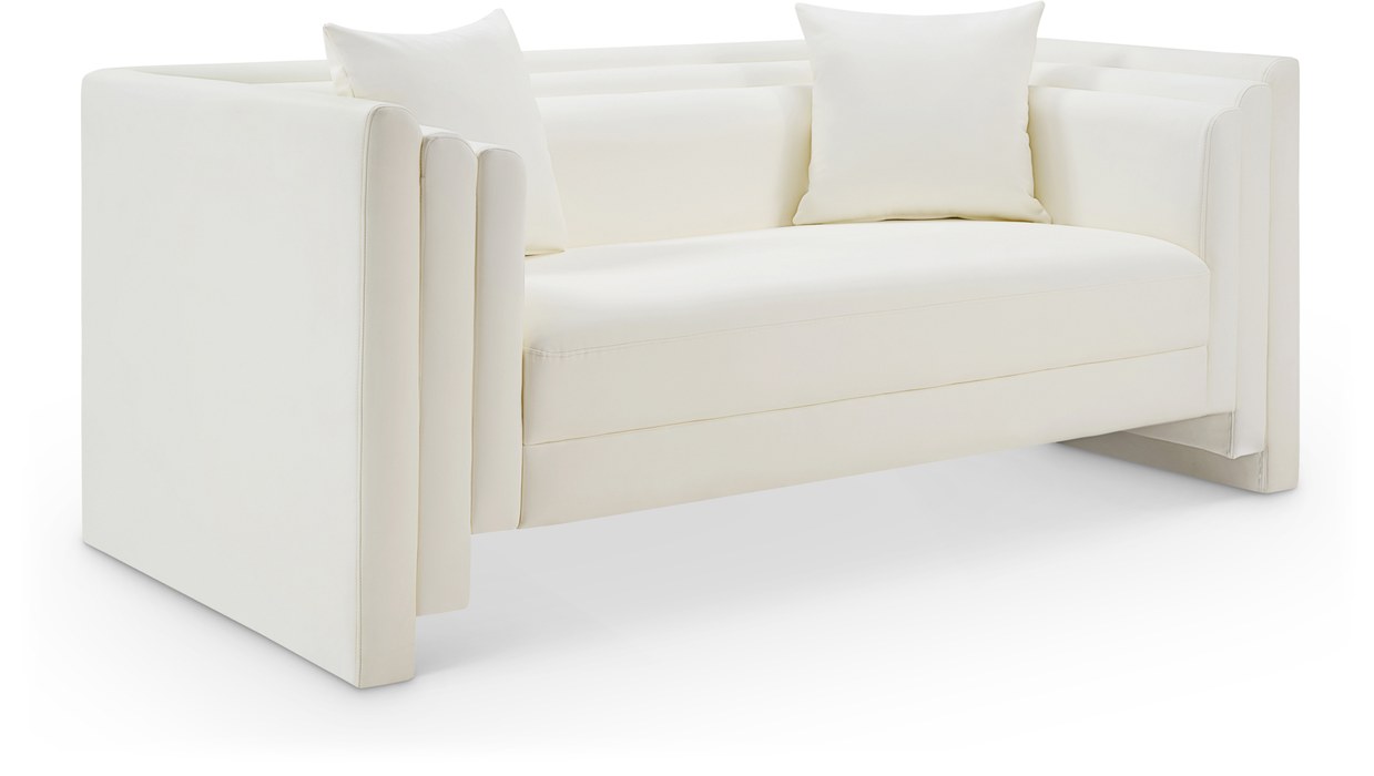 Meridian Furniture - Everett 67" Cream Vegan Leather Upholstered Loveseat - 44067Cream-L - GreatFurnitureDeal