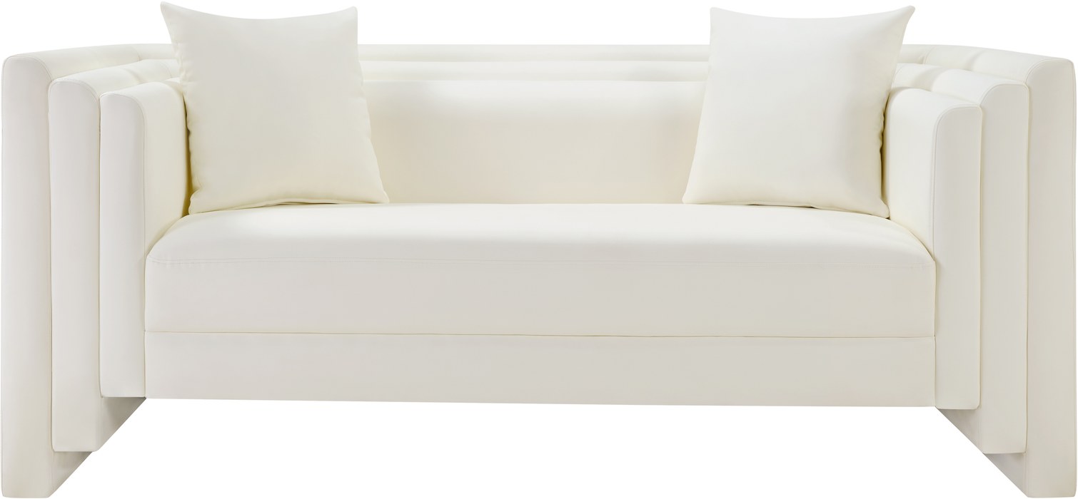 Meridian Furniture - Everett 67" Cream Vegan Leather Upholstered Loveseat - 44067Cream-L - GreatFurnitureDeal