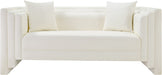 Meridian Furniture - Everett 67" Cream Vegan Leather Upholstered Loveseat - 44067Cream-L - GreatFurnitureDeal