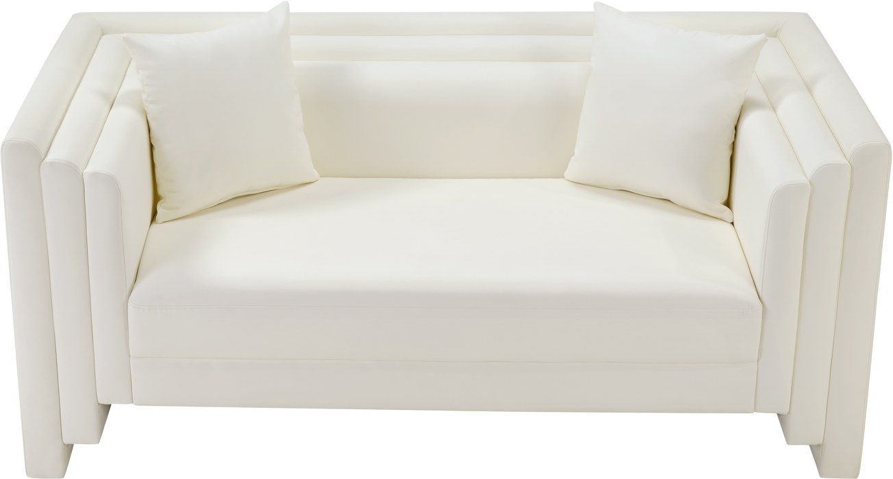 Meridian Furniture - Everett 67" Cream Vegan Leather Upholstered Loveseat - 44067Cream-L - GreatFurnitureDeal