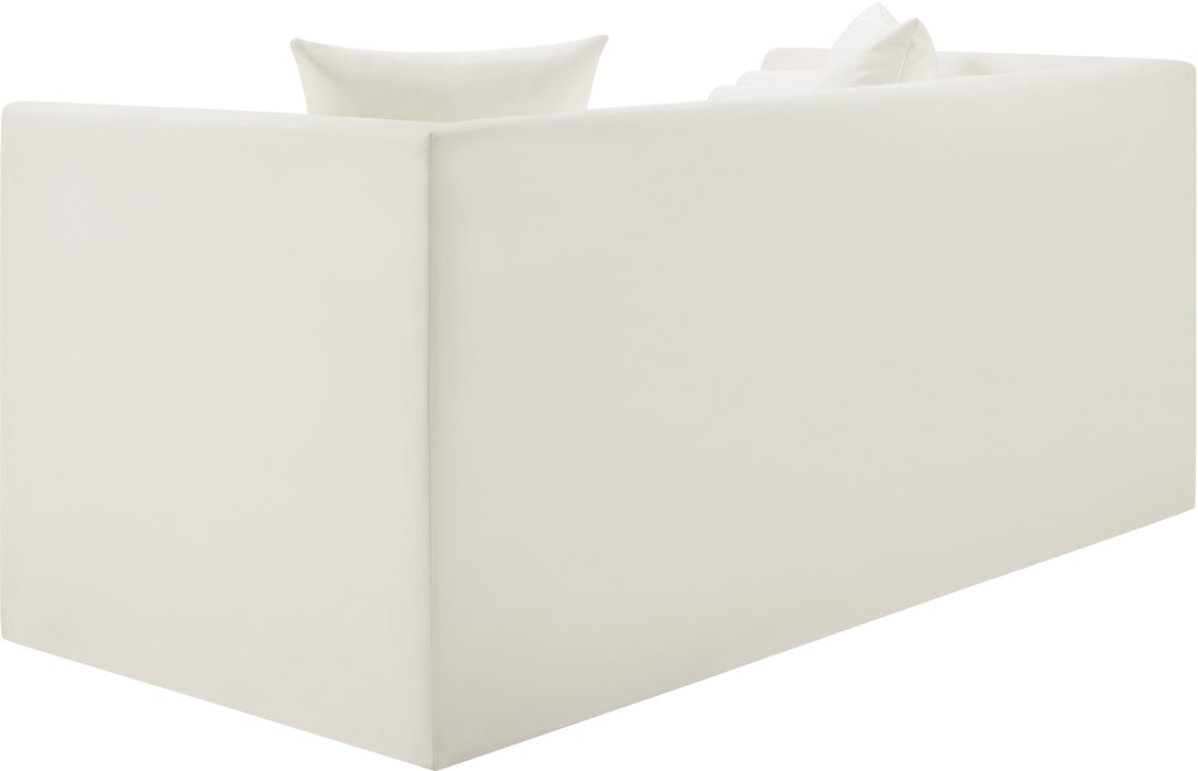 Meridian Furniture - Everett 67" Cream Vegan Leather Upholstered Loveseat - 44067Cream-L - GreatFurnitureDeal