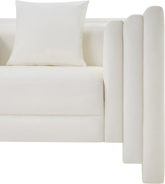 Meridian Furniture - Everett 67" Cream Vegan Leather Upholstered Loveseat - 44067Cream-L - GreatFurnitureDeal