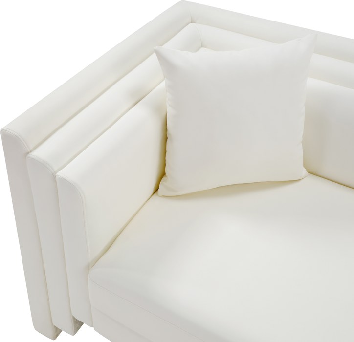 Meridian Furniture - Everett 67" Cream Vegan Leather Upholstered Loveseat - 44067Cream-L - GreatFurnitureDeal