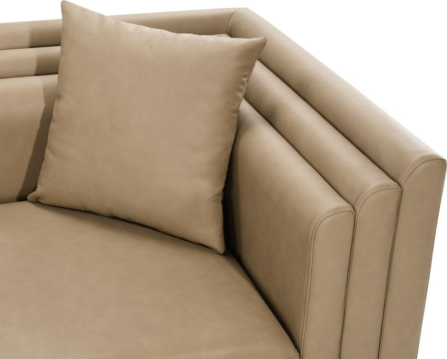 Meridian Furniture - Everett 88.5" Tan Vegan Leather Upholstered Sofa - 44067Tan-S - GreatFurnitureDeal