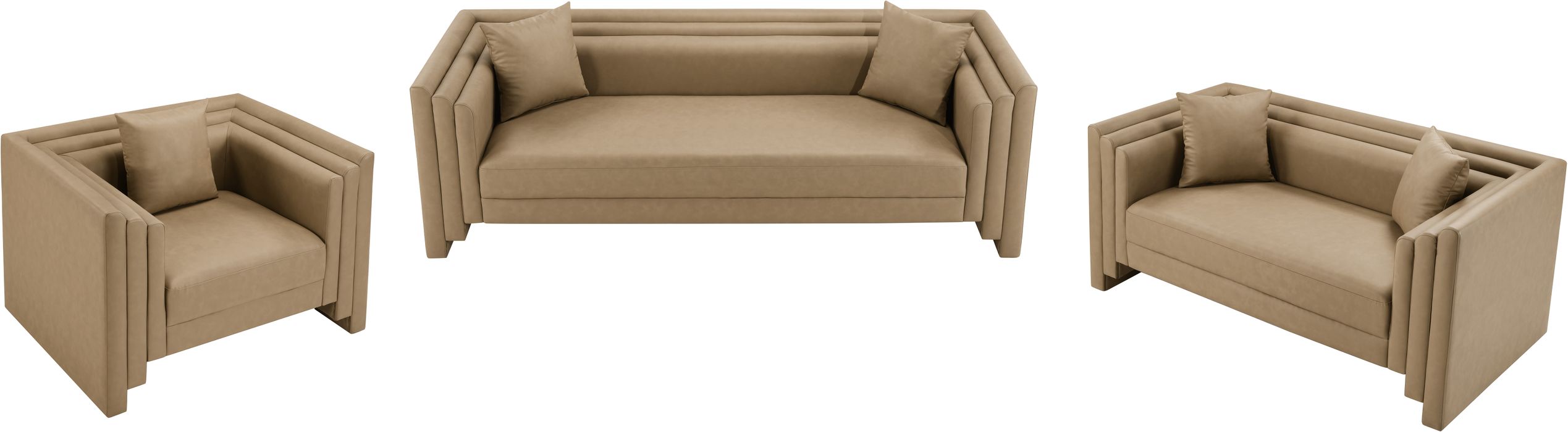 Meridian Furniture - Everett 88.5" Tan Vegan Leather Upholstered Sofa - 44067Tan-S - GreatFurnitureDeal