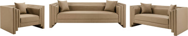 Meridian Furniture - Everett 88.5" Tan Vegan Leather Upholstered Sofa - 44067Tan-S - GreatFurnitureDeal