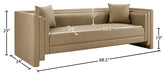 Meridian Furniture - Everett 88.5" Tan Vegan Leather Upholstered Sofa - 44067Tan-S - GreatFurnitureDeal