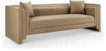 Meridian Furniture - Everett 88.5" Tan Vegan Leather Upholstered Sofa - 44067Tan-S - GreatFurnitureDeal