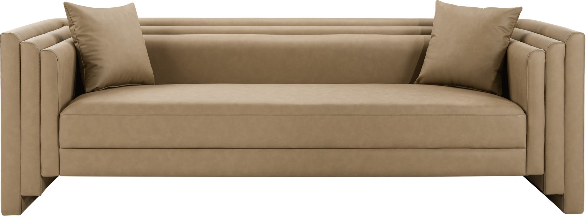 Meridian Furniture - Everett 88.5" Tan Vegan Leather Upholstered Sofa - 44067Tan-S - GreatFurnitureDeal