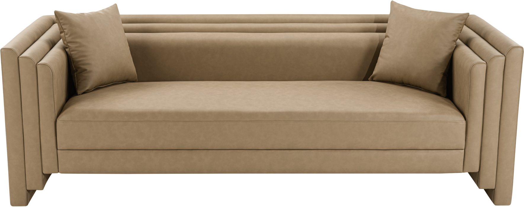 Meridian Furniture - Everett 88.5" Tan Vegan Leather Upholstered Sofa - 44067Tan-S - GreatFurnitureDeal