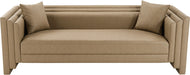 Meridian Furniture - Everett 88.5" Tan Vegan Leather Upholstered Sofa - 44067Tan-S - GreatFurnitureDeal