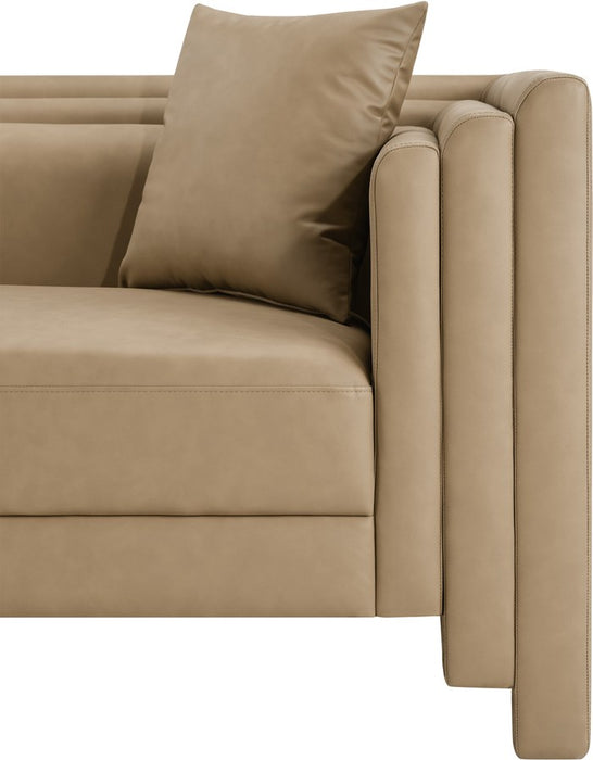 Meridian Furniture - Everett 88.5" Tan Vegan Leather Upholstered Sofa - 44067Tan-S - GreatFurnitureDeal