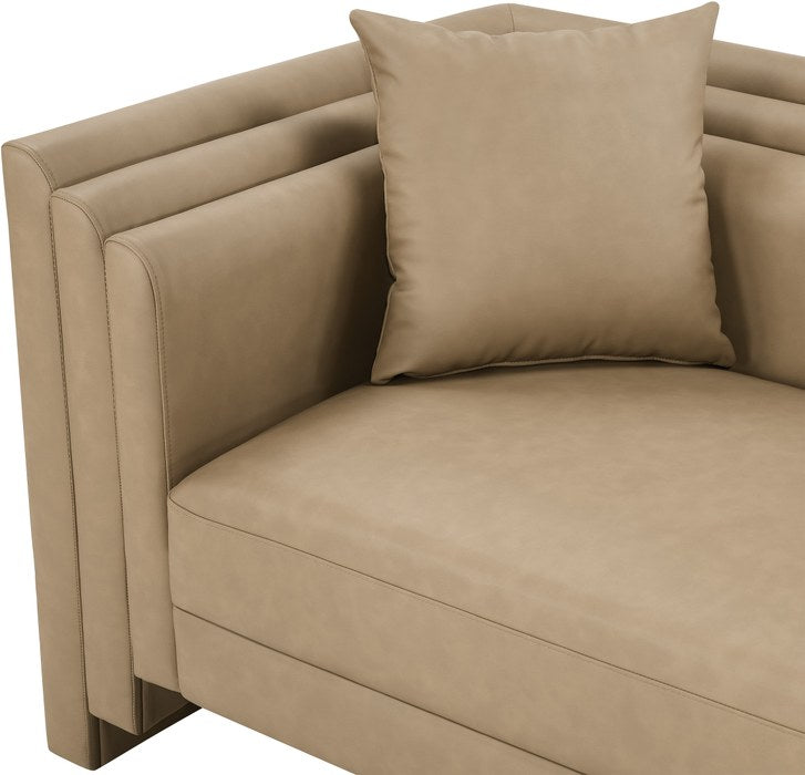 Meridian Furniture - Everett 88.5" Tan Vegan Leather Upholstered Sofa - 44067Tan-S - GreatFurnitureDeal