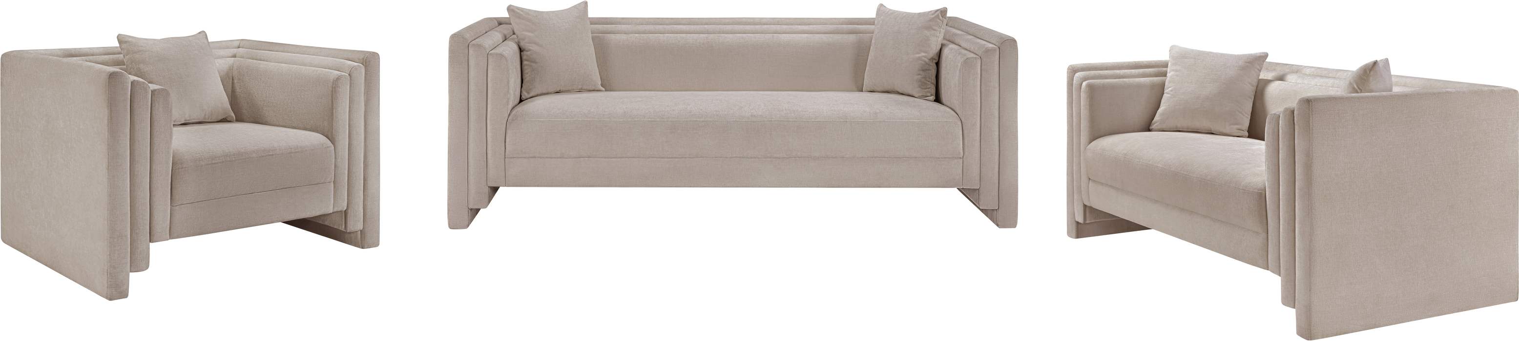 Meridian Furniture - Everett 88.5" Beige Chenille Fabric Upholstered Sofa - 44068Beige-S - GreatFurnitureDeal