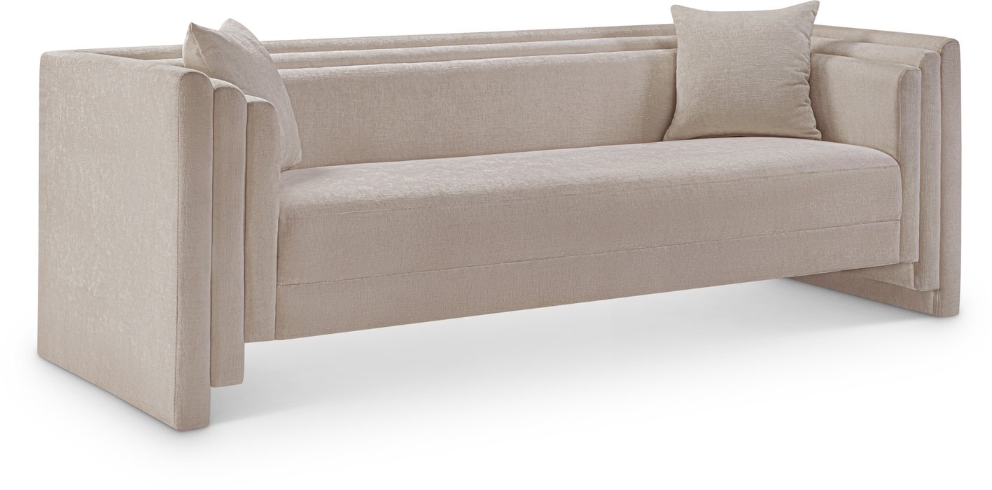 Meridian Furniture - Everett 88.5" Beige Chenille Fabric Upholstered Sofa - 44068Beige-S - GreatFurnitureDeal
