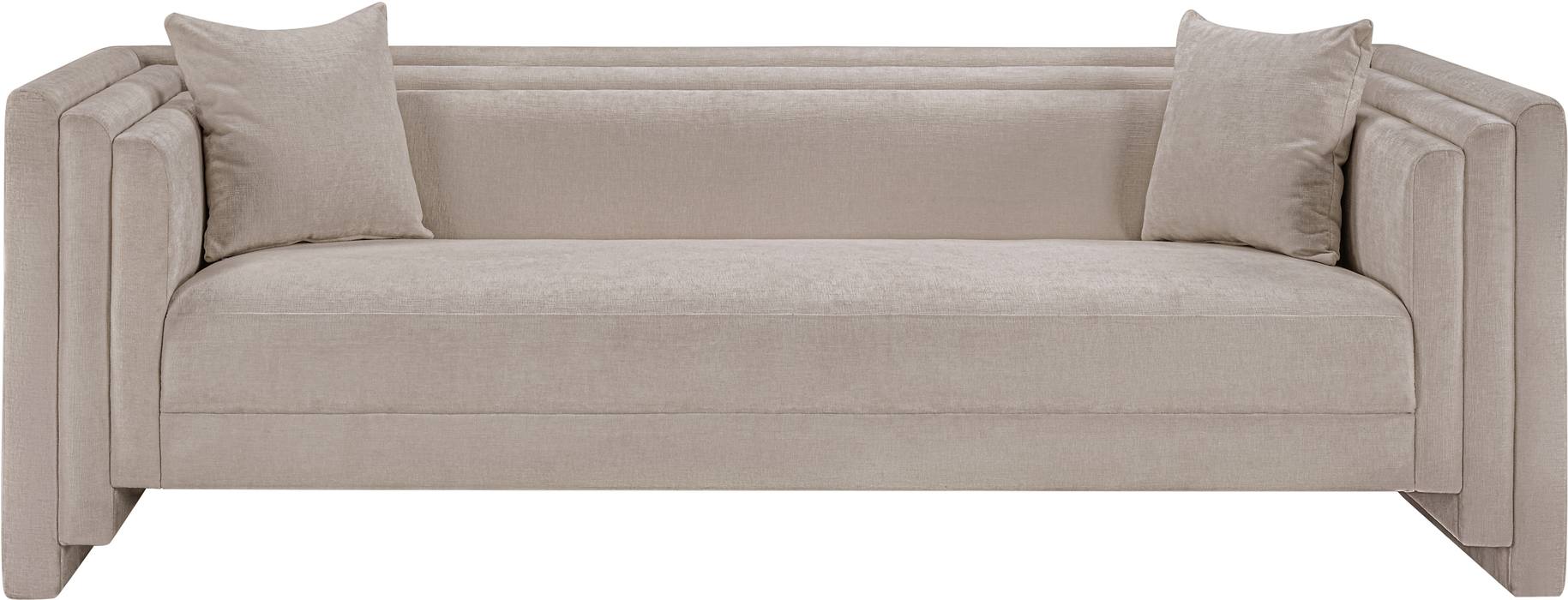 Meridian Furniture - Everett 88.5" Beige Chenille Fabric Upholstered Sofa - 44068Beige-S - GreatFurnitureDeal
