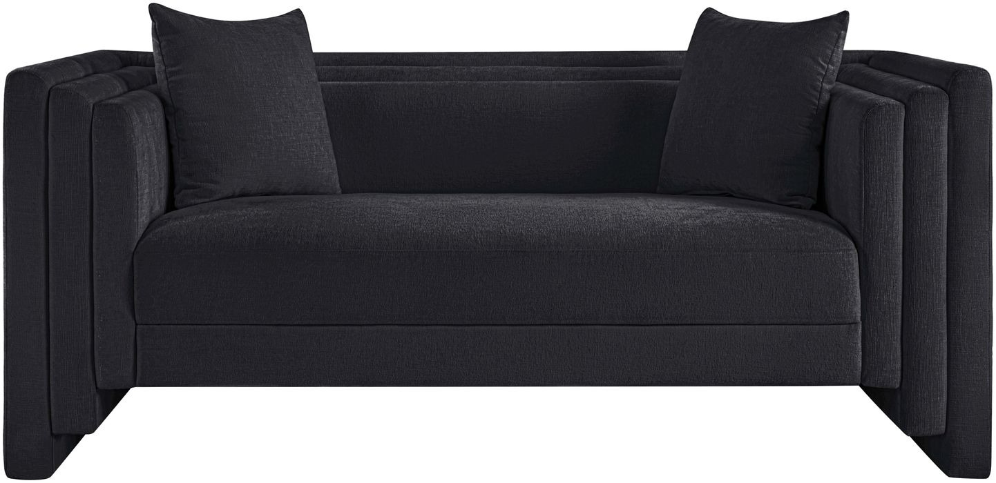 Meridian Furniture - Everett 67" Black Chenille Fabric Upholstered Loveseat - 44068Black-L - GreatFurnitureDeal