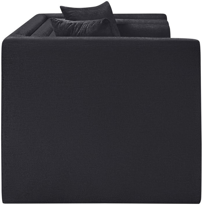 Meridian Furniture - Everett 67" Black Chenille Fabric Upholstered Loveseat - 44068Black-L - GreatFurnitureDeal