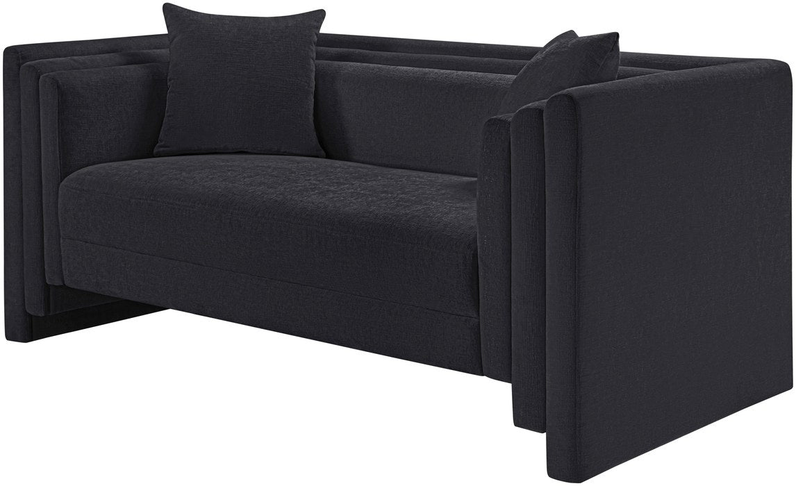 Meridian Furniture - Everett 67" Black Chenille Fabric Upholstered Loveseat - 44068Black-L - GreatFurnitureDeal