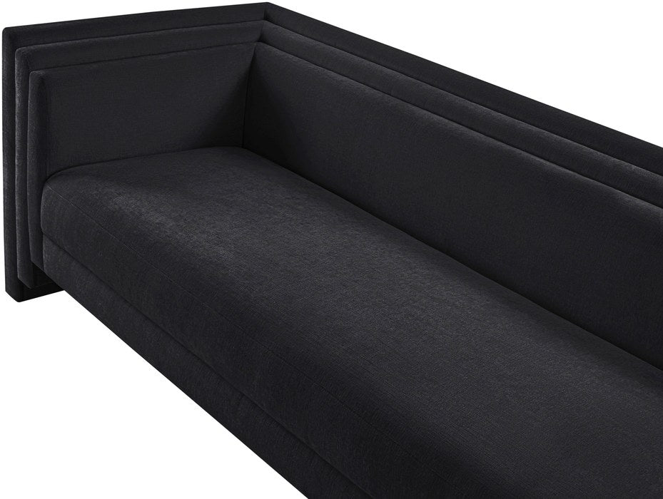 Meridian Furniture - Everett 88.5" Black Chenille Fabric Upholstered Sofa - 44068Black-S - GreatFurnitureDeal